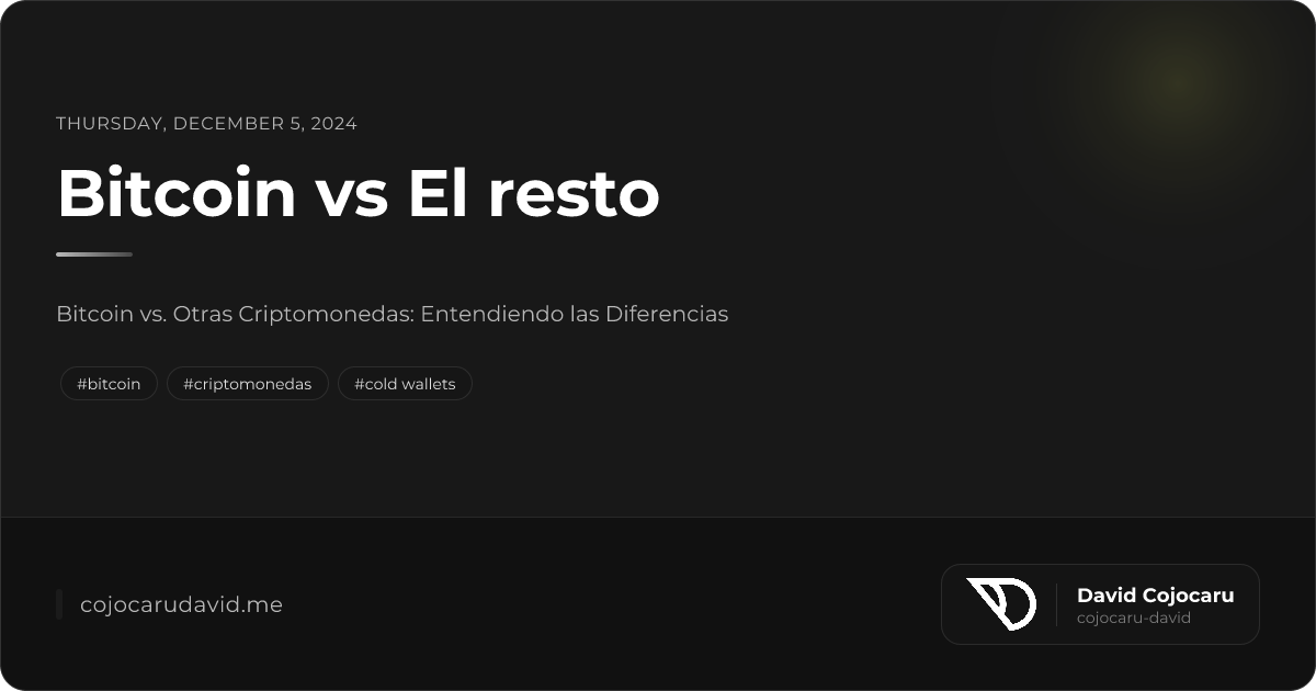 Bitcoin vs El resto - Sly Venegas